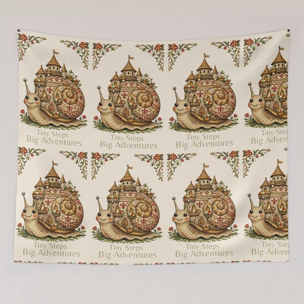 Item preview, Tiny Steps Big Adventures Snail Medieval Embroidery Style designed and sold by doinitzart.