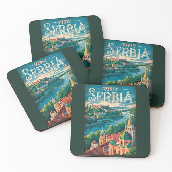 Item preview, Serbia Landscape Illustration Travel Art Vintage designed and sold by KrisSidDesigns.
