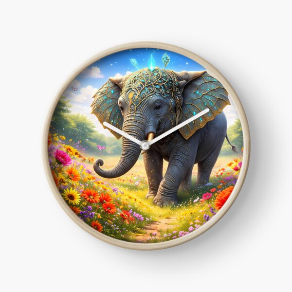 Item preview, Elefante en un vibrante campo de flores designed and sold by cuprum.