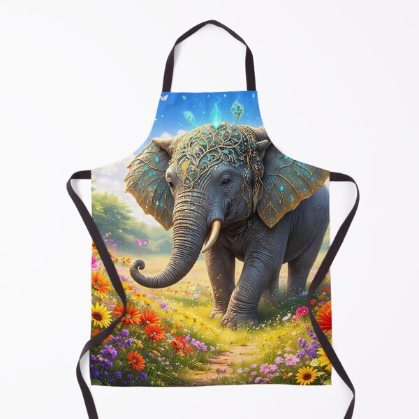 Item preview, Elephant in Vibrant Flower Field designed and sold by cuprum.