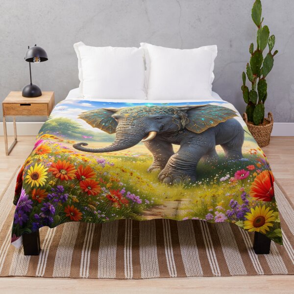 Item preview, Elefante en un vibrante campo de flores designed and sold by cuprum.
