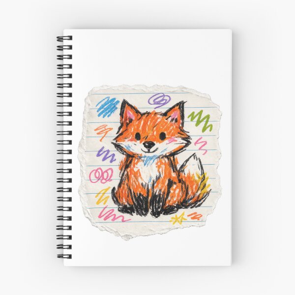Item preview, Little fox, wax crayon drawing on lined paper designed and sold by Mauswohn.