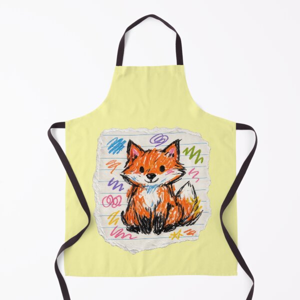 Item preview, Little fox, wax crayon drawing on lined paper designed and sold by Mauswohn.