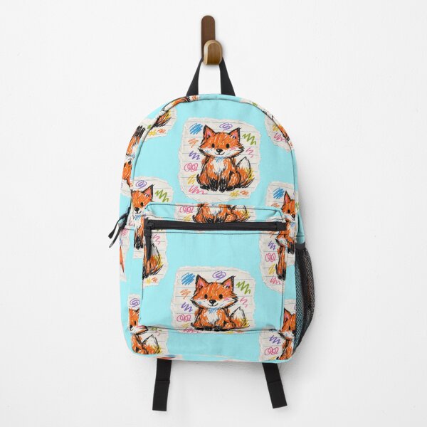 Item preview, Little fox, wax crayon drawing on lined paper designed and sold by Mauswohn.