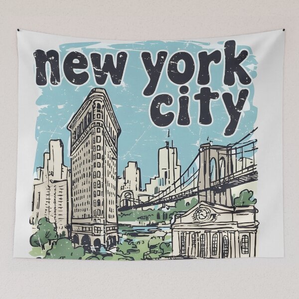 Item preview, NYC New York City Cute Skyline Retro Cityscape  designed and sold by HowToCanadian.