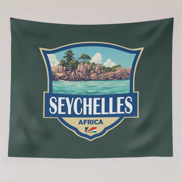 Item preview, Seychelles Illustration Retro Badge designed and sold by KrisSidDesigns.