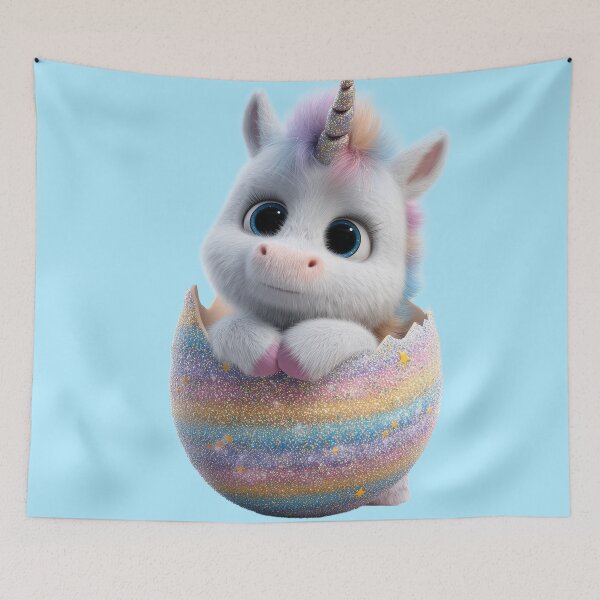 Item preview, ? Adorable Baby Unicorn Hatching - Magical Rainbow Easter Egg Art designed and sold by Hakubiya.