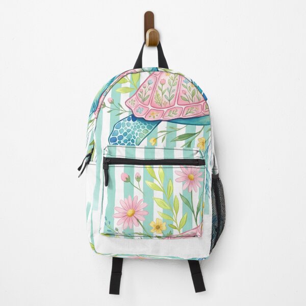Item preview, Floral Sea Turtle Watercolor Botanical Stripes designed and sold by AURA-APPAEL.
