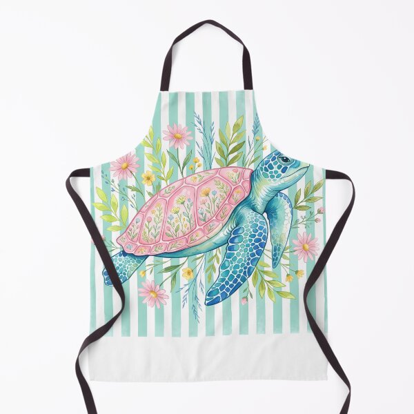 Item preview, Floral Sea Turtle Watercolor Botanical Stripes designed and sold by AURA-APPAEL.
