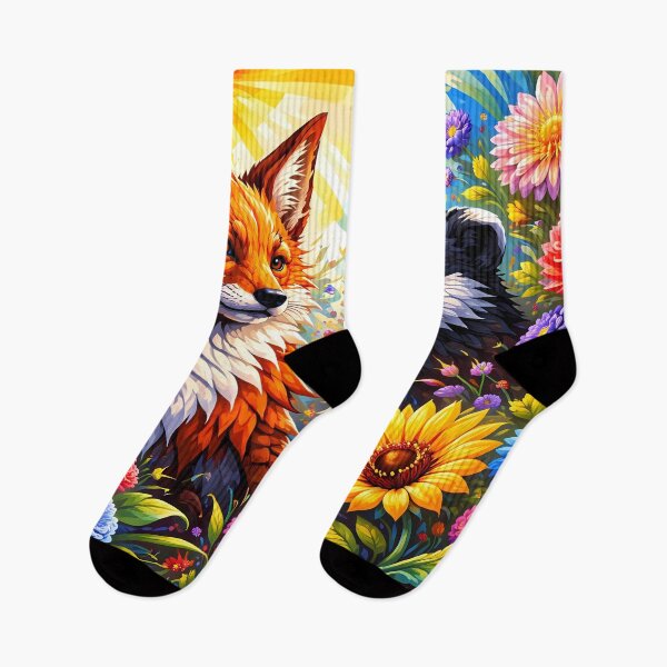 Item preview, Vibrant Fox and Badger Among Flowers designed and sold by cuprum.