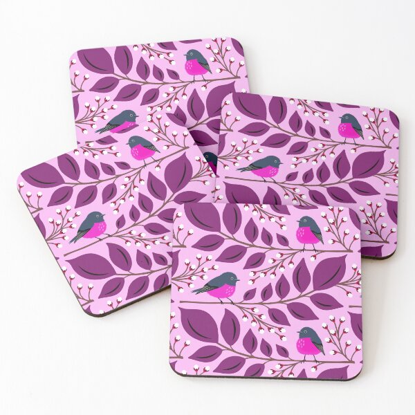 Item preview, Pink robin bird on a branch in pink and purple designed and sold by Jennifer Ladd.