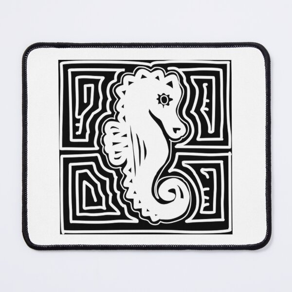 Item preview, Seahorse Framed In Folk Geometry designed and sold by PrintifycraftCo.