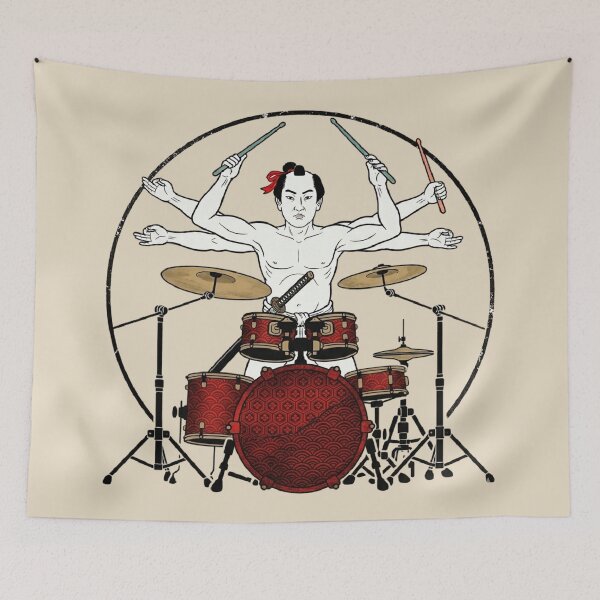 Item preview, Samurai Drummer Playing a Japanese Drum Kit designed and sold by FLIP-original.