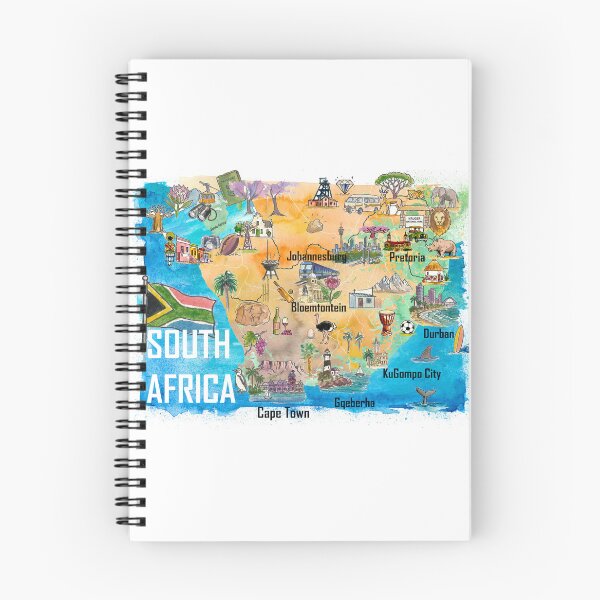 Item preview, South Africa Illustrated Map – Safari Travel Memory Print, Cape Town Wall Art, Africa Gift designed and sold by artshop77.