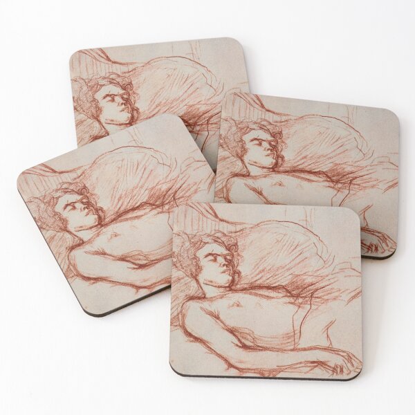 Item preview, Woman Sleeping by Henri de Toulouse-Lautrec | Vintage Intimate Nude Sketch Fine Art Print designed and sold by artofuniverse.