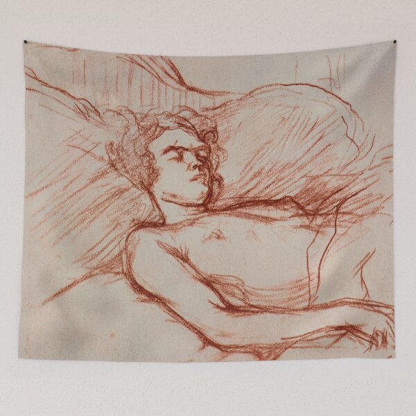 Item preview, Woman Sleeping by Henri de Toulouse-Lautrec | Vintage Intimate Nude Sketch Fine Art Print designed and sold by artofuniverse.