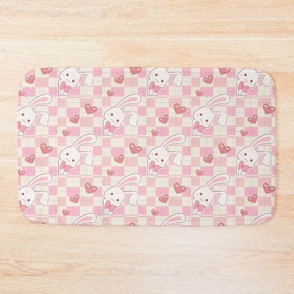 Item preview, Cute Bunny Heart Aesthetic Design | Kawaii Rabbit Pink Checkered Background | Adorable Girly Wallpaper designed and sold by PixelVibe Art.
