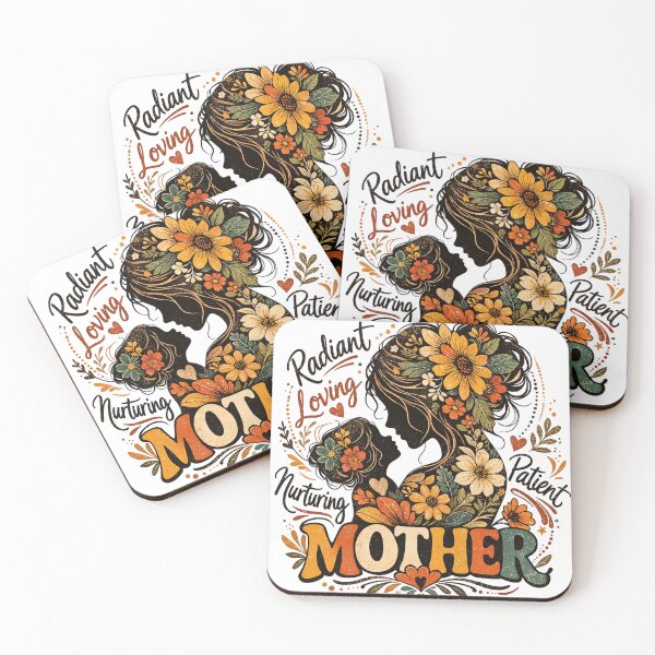 Item preview, Retro Floral Mother and Child Silhouette - Radiant Loving Nurturing Patient designed and sold by AURA-APPAEL.
