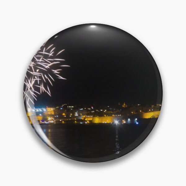 Item preview, Fireworks Over Coastal City At Night With Reflections On Calm Harbor Water And Illuminated Skyline designed and sold by Nmallia.