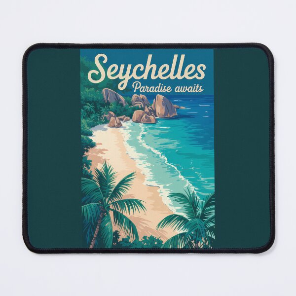 Item preview, Seychelles Beach Illustration Travel Art Vintage designed and sold by KrisSidDesigns.