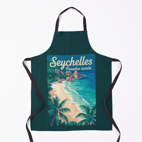 Item preview, Seychelles Beach Illustration Travel Art Vintage designed and sold by KrisSidDesigns.