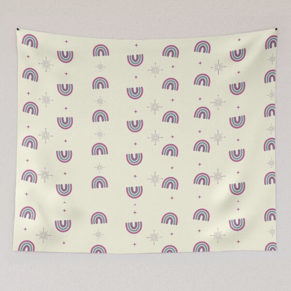 Item preview, Boho Celestial Rainbow Pattern - Muted Plum and Teal designed and sold by Nanobloom.