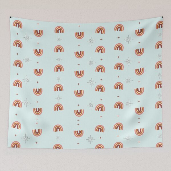 Item preview, ​Boho Desert Rainbow & Stars - Terracotta Rust and Blue designed and sold by Nanobloom.