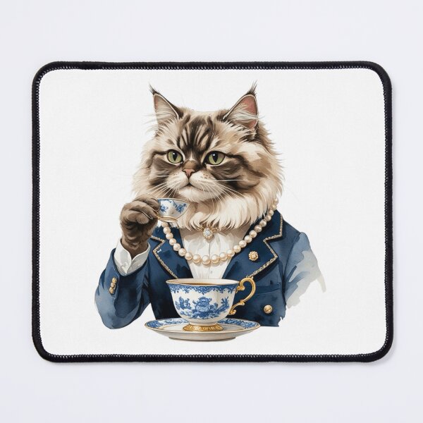 Item preview, Sophisticated Cat Drinking Tea Old Money Aesthetic Art designed and sold by AQUILAKREO.