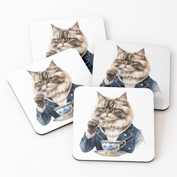 Item preview, Sophisticated Cat Drinking Tea Old Money Aesthetic Art designed and sold by AQUILAKREO.