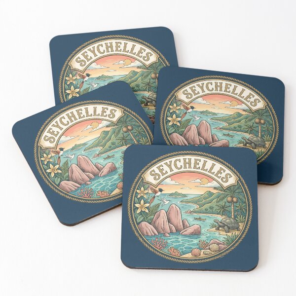Item preview, Seychelles Illustration Travel Art Badge designed and sold by KrisSidDesigns.