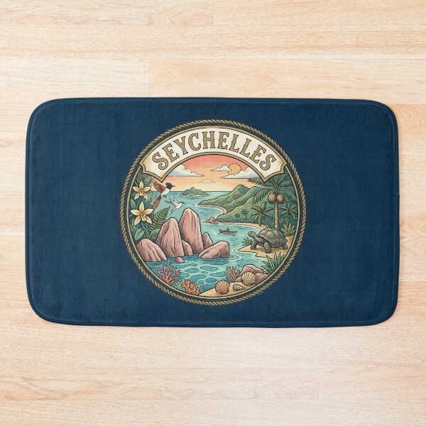 Item preview, Seychelles Illustration Travel Art Badge designed and sold by KrisSidDesigns.