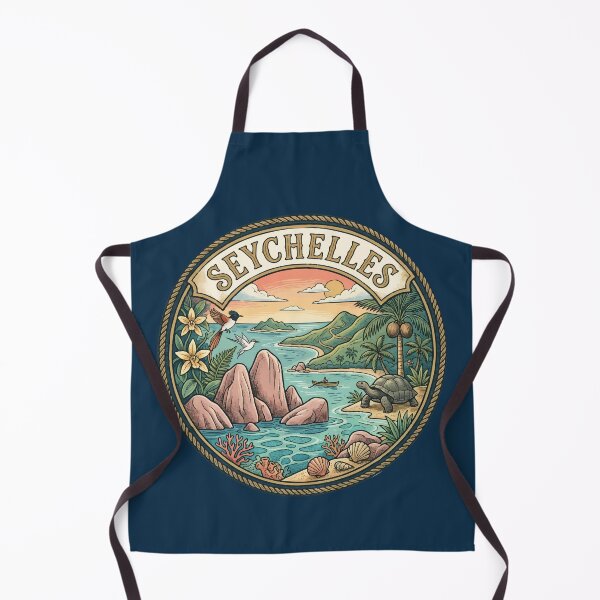 Item preview, Seychelles Illustration Travel Art Badge designed and sold by KrisSidDesigns.