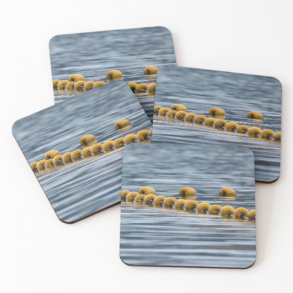 Item preview, Looping string of yellow float buoys on lake surface designed and sold by lisavonbiela.
