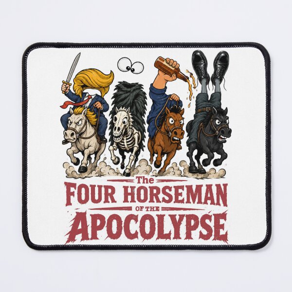 Item preview, Trump, Patel, Hegseth, and Rubio - The Four Horsemen Satire – Political Parody Abstract Illustration designed and sold by Christopher McGuire.