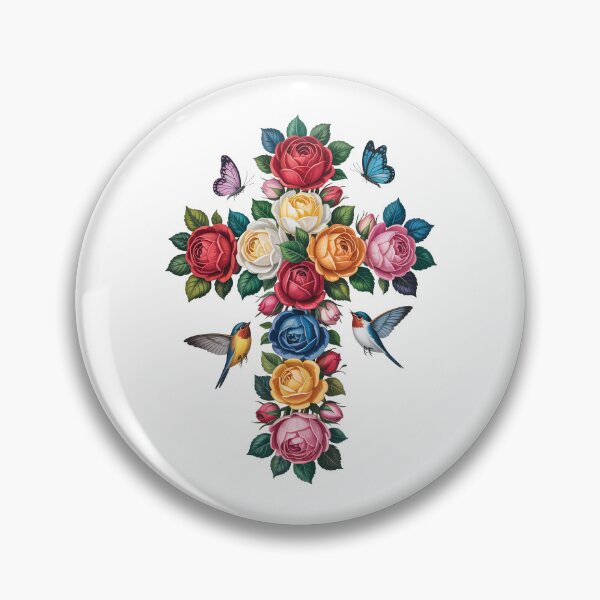 Item preview, Floral Cross with Hummingbirds designed and sold by jkrphoto.