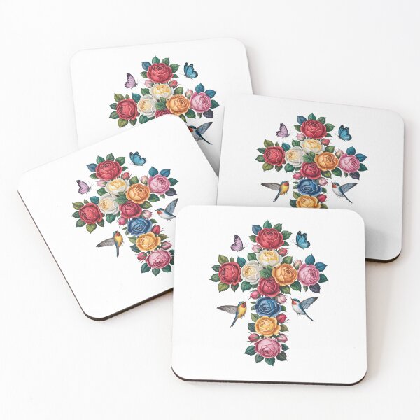 Item preview, Floral Cross with Hummingbirds designed and sold by jkrphoto.
