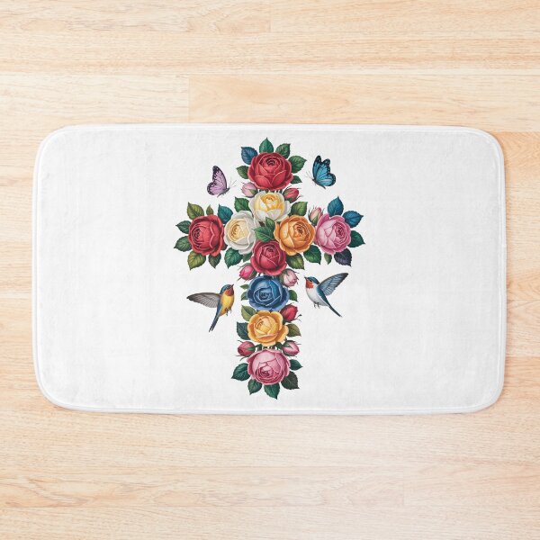 Item preview, Floral Cross with Hummingbirds designed and sold by jkrphoto.