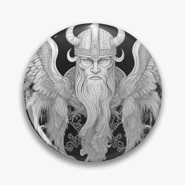 Item preview, Winged Norse God Odin Etching Emblem designed and sold by DarkOriginArts.