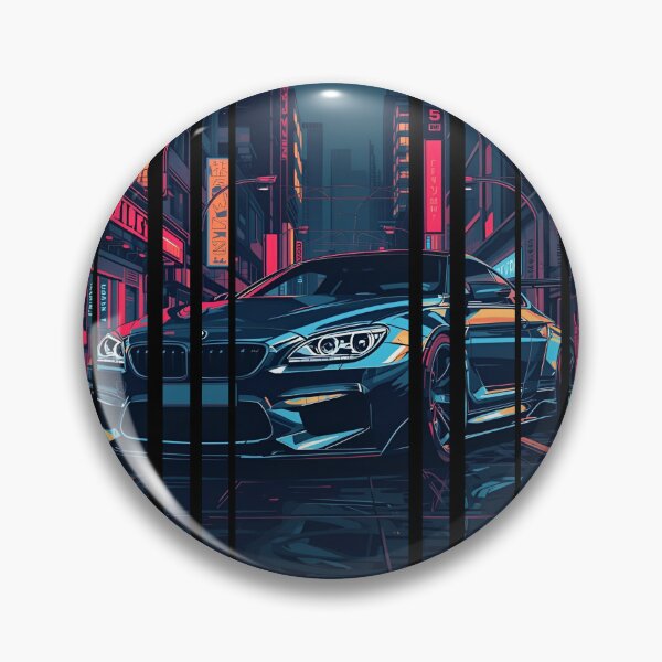 Item preview, B.W M6 sideways cyberpunk neon city, high contrast colors, cinematic lighting, bold vector illustration 27 designed and sold by Neon G.