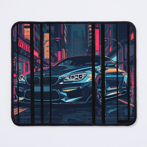 Item preview, B.W M6 sideways cyberpunk neon city, high contrast colors, cinematic lighting, bold vector illustration 27 designed and sold by Neon G.