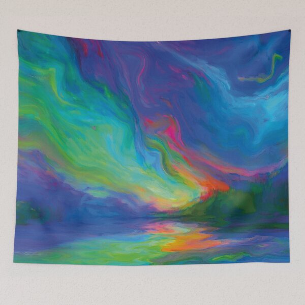 Item preview, Abstract Art - Aurora Borealis Reflecting Over a Lake designed and sold by Becky-Poppins.