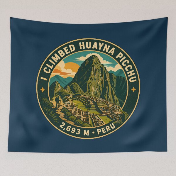 Item preview, Huayna Picchu Illustration Travel Art Badge designed and sold by KrisSidDesigns.