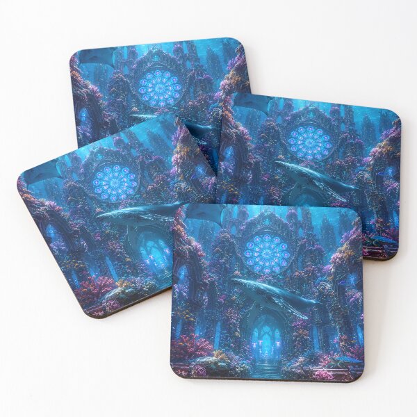 Item preview, Underwater Cathedral Coral Reef — Ocean Fantasy Surrealist Art designed and sold by Bossygraphicske.