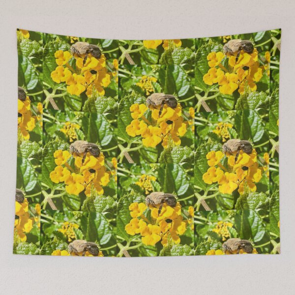 Item preview, Bee Fly Yellow Flowers Green Plants Photography Stickers Posters Wall Art Magnet Home Coffee Cup Decoration TShirt Stationary Notebook Magnet Hat Kitchen Work School Office Redbubble Shop designed and sold by Saritas Boutique Shop.