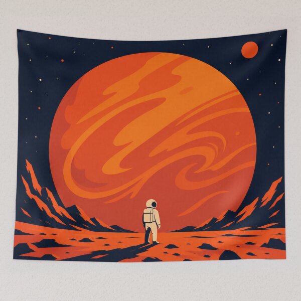 Item preview, Astronaut Facing Giant Red Planet designed and sold by Creative_Canvas.