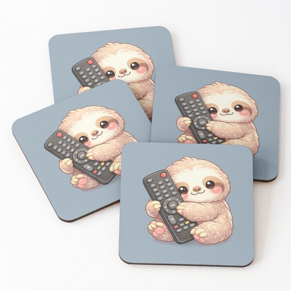 Item preview, Cute kawaii sloth hugging a remote control designed and sold by Daydreamsatdawn.