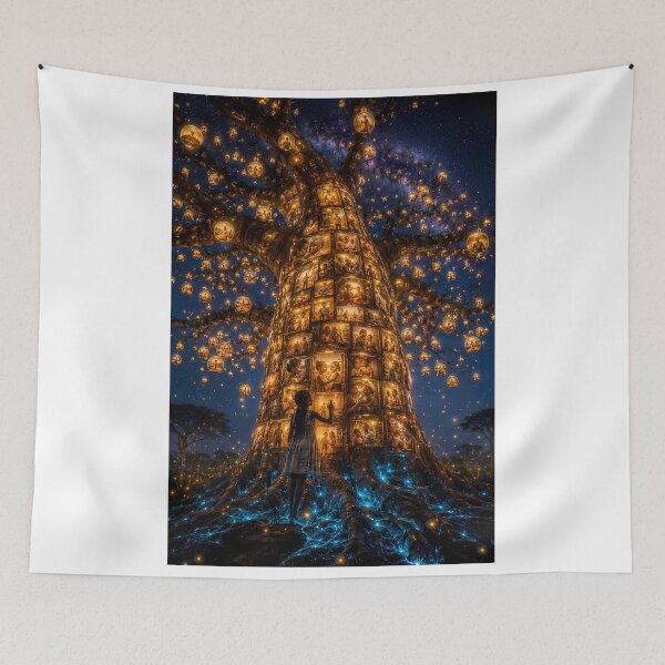 Item preview, Baobab Tree of Memory — African Night Sky Emotional Surrealist Art designed and sold by Bossygraphicske.