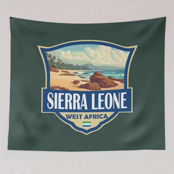 Item preview, Sierra Leone Illustration Retro Badge designed and sold by KrisSidDesigns.