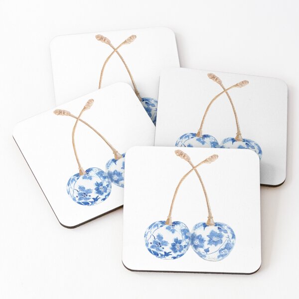 Item preview, Blue & White Porcelain Cherries – Watercolor Still Life designed and sold by Piret Victoria Ribas.