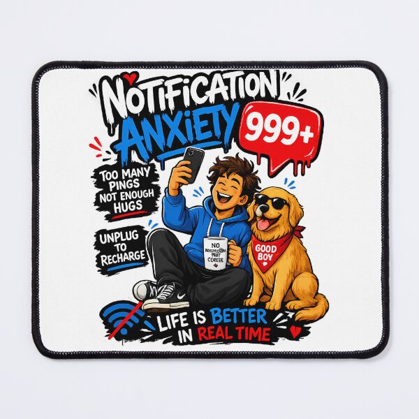 Item preview, Notification Anxiety Unplug Digital Detox Dog Lover Introvert designed and sold by etuvibes.